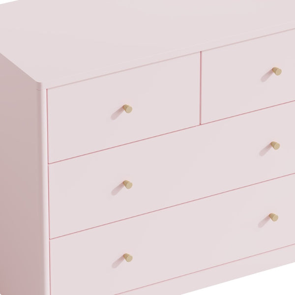 English Elm Pink Wooden 4-drawer Kids Dresser with Brass Pulls for Nursery or Toddler Room W808P481578