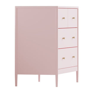 English Elm Pink Wooden 4-drawer Kids Dresser with Brass Pulls for Nursery or Toddler Room W808P481578