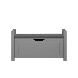 English Elm Kids Toy Chest with Cushioned Bench Seat Safety Hinge MDF Storage for Playroom Gray W808P486075