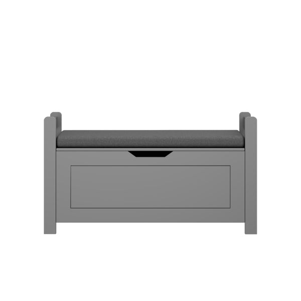 English Elm Kids Toy Chest with Cushioned Bench Seat Safety Hinge MDF Storage for Playroom Gray W808P486075