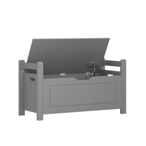 English Elm Kids Toy Chest with Cushioned Bench Seat Safety Hinge MDF Storage for Playroom Gray W808P486075