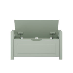 English Elm Kids Toy Chest with Cushioned Bench Seat Safety Hinge MDF Storage for Playroom Sage W808P486076