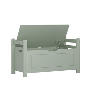 English Elm Kids Toy Chest with Cushioned Bench Seat Safety Hinge MDF Storage for Playroom Sage W808P486076