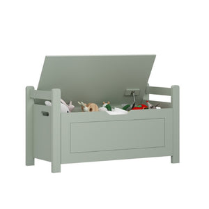 English Elm Kids Toy Chest with Cushioned Bench Seat Safety Hinge MDF Storage for Playroom Sage W808P486076