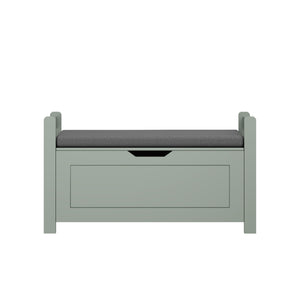 English Elm Kids Toy Chest with Cushioned Bench Seat Safety Hinge MDF Storage for Playroom Sage W808P486076