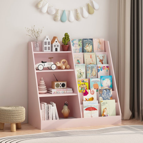 English Elm New Kids Four Tier Wooden Bookcase with Toy Bin Organizer for Nursery Playroom W808P488882
