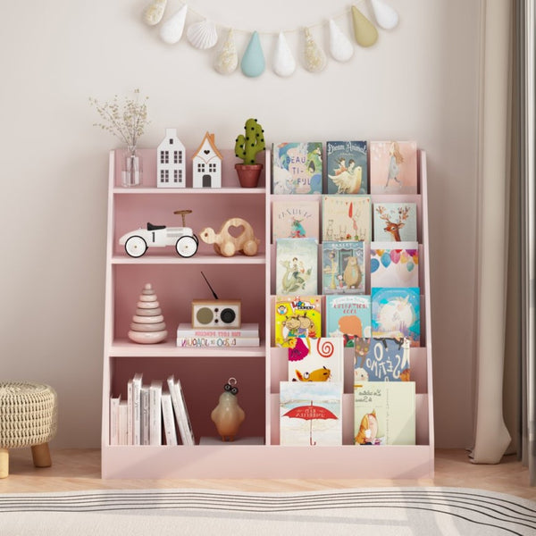 English Elm New Kids Four Tier Wooden Bookcase with Toy Bin Organizer for Nursery Playroom W808P488882