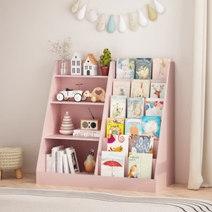 English Elm New Kids Four Tier Wooden Bookcase with Toy Bin Organizer for Nursery Playroom W808P488882