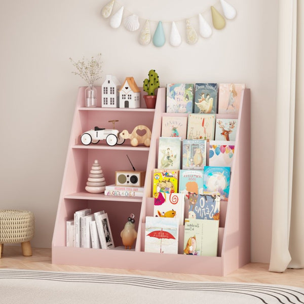 English Elm New Kids Four Tier Wooden Bookcase with Toy Bin Organizer for Nursery Playroom W808P488882