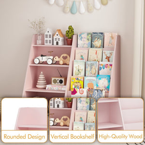 English Elm New Kids Four Tier Wooden Bookcase with Toy Bin Organizer for Nursery Playroom W808P488882