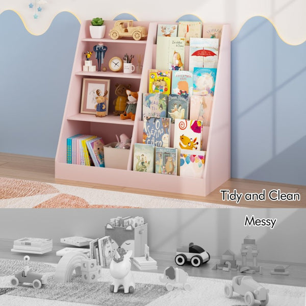 English Elm New Kids Four Tier Wooden Bookcase with Toy Bin Organizer for Nursery Playroom W808P488882