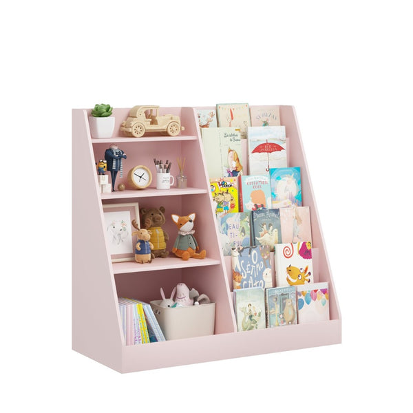 English Elm New Kids Four Tier Wooden Bookcase with Toy Bin Organizer for Nursery Playroom W808P488882