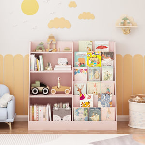 English Elm New Kids Four Tier Wooden Bookcase with Toy Bin Organizer for Nursery Playroom W808P488882