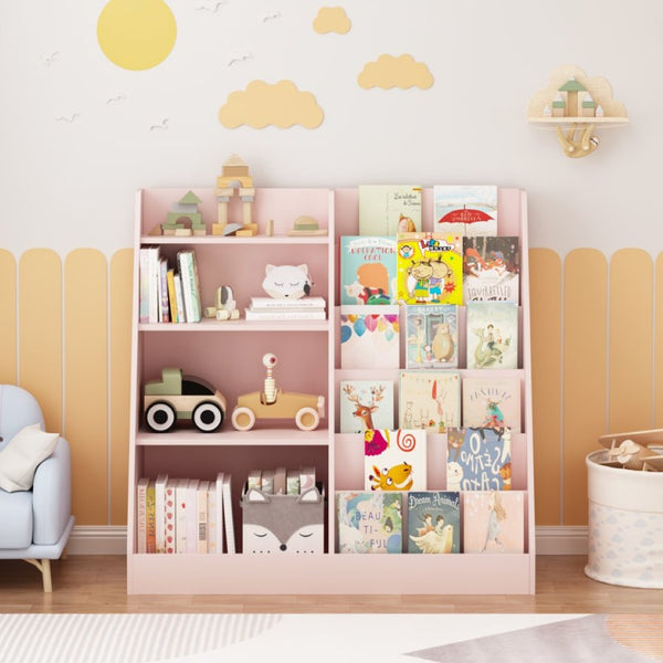 English Elm New Kids Four Tier Wooden Bookcase with Toy Bin Organizer for Nursery Playroom W808P488882