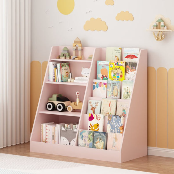 English Elm New Kids Four Tier Wooden Bookcase with Toy Bin Organizer for Nursery Playroom W808P488882