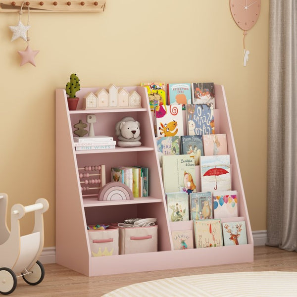 English Elm New Kids Four Tier Wooden Bookcase with Toy Bin Organizer for Nursery Playroom W808P488882