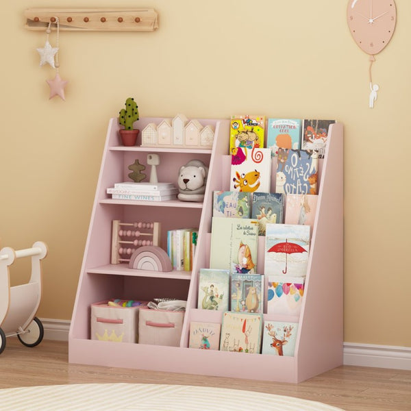 English Elm New Kids Four Tier Wooden Bookcase with Toy Bin Organizer for Nursery Playroom W808P488882