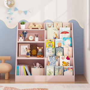 English Elm New Kids Four Tier Wooden Bookcase with Toy Bin Organizer for Nursery Playroom W808P488882