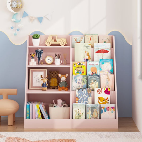 English Elm New Kids Four Tier Wooden Bookcase with Toy Bin Organizer for Nursery Playroom W808P488882
