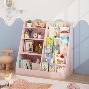 English Elm New Kids Four Tier Wooden Bookcase with Toy Bin Organizer for Nursery Playroom W808P488882