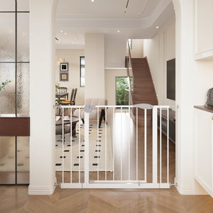 English Elm 2 Pack Steel Pressure Mounted Baby Gates Walk Through Door for Stairs and Doorways W808P489730