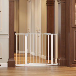 English Elm 2 Pack Steel Pressure Mounted Baby Gates Walk Through Door for Stairs and Doorways W808P489730