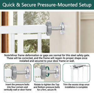 English Elm 2 Pack Steel Pressure Mounted Baby Gates Walk Through Door for Stairs and Doorways W808P489730