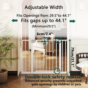 English Elm 2 Pack Steel Pressure Mounted Baby Gates Walk Through Door for Stairs and Doorways W808P489730
