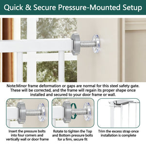 English Elm 2 Pack Steel Pressure Mounted Baby Gates Walk Through Door for Stairs and Doorways W808P489730