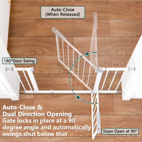 English Elm 2 Pack Steel Pressure Mounted Baby Gates Walk Through Door for Stairs and Doorways W808P489730
