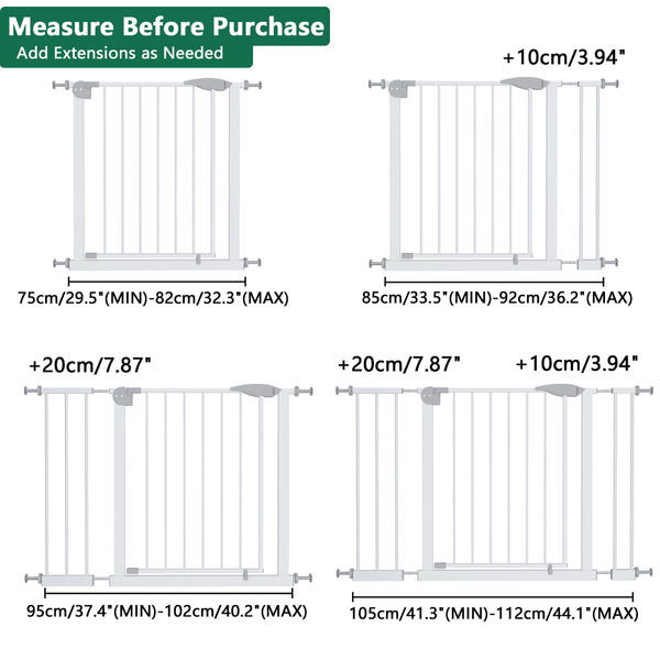 English Elm 2 Pack Steel Pressure Mounted Baby Gates Walk Through Door for Stairs and Doorways W808P489730