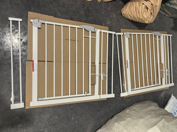 English Elm 2 Pack Steel Pressure Mounted Baby Gates Walk Through Door for Stairs and Doorways W808P489730