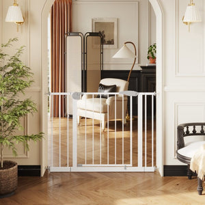 English Elm 2 Pack Steel Pressure Mounted Baby Gates Walk Through Door for Stairs and Doorways W808P489730