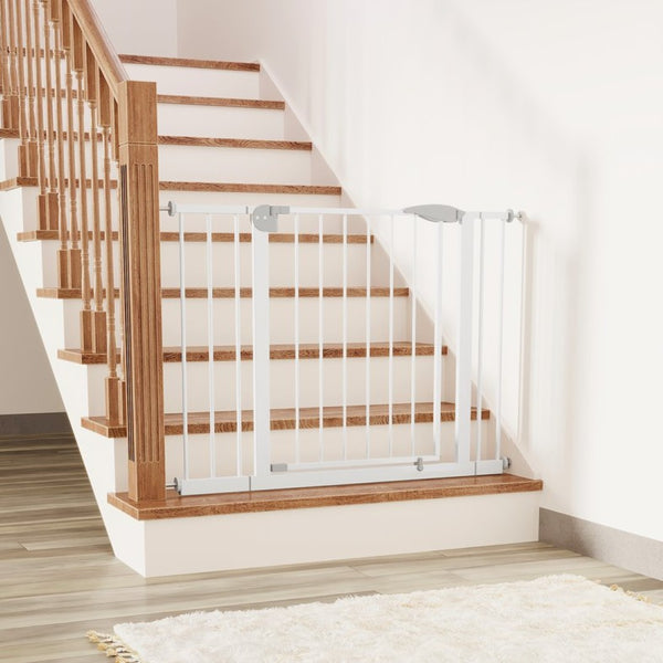 English Elm 2 Pack Steel Pressure Mounted Baby Gates Walk Through Door for Stairs and Doorways W808P489730