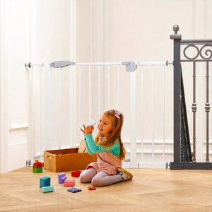 English Elm 2 Pack Steel Pressure Mounted Baby Gates Walk Through Door for Stairs and Doorways W808P489730