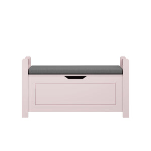 English Elm Kids Toy Chest with Cushioned Bench Seat Safety Hinge MDF Storage for Playroom Pink W808P489836