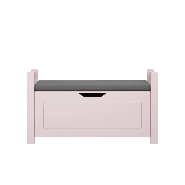 English Elm Kids Toy Chest with Cushioned Bench Seat Safety Hinge MDF Storage for Playroom Pink W808P489836