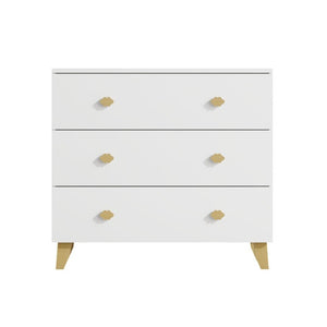 English Elm Kids Three Drawer Dresser with Cloud Handles Pine Legs White Nursery Storage W808P496569