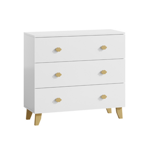English Elm Kids Three Drawer Dresser with Cloud Handles Pine Legs White Nursery Storage W808P496569