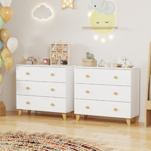 English Elm Kids Three Drawer Dresser with Cloud Handles Pine Legs White Nursery Storage W808P496569