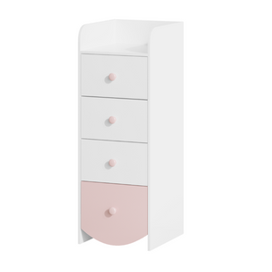 English Elm Kids Narrow White Chest Four Smooth Drawers MDF Build for Nursery or Small Bedroom W808P496570