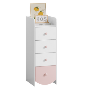 English Elm Kids Narrow White Chest Four Smooth Drawers MDF Build for Nursery or Small Bedroom W808P496570