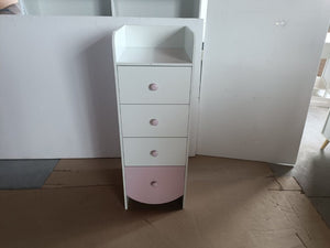 English Elm Kids Narrow White Chest Four Smooth Drawers MDF Build for Nursery or Small Bedroom W808P496570