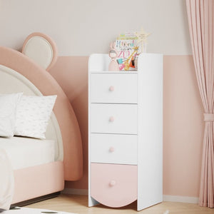 English Elm Kids Narrow White Chest Four Smooth Drawers MDF Build for Nursery or Small Bedroom W808P496570