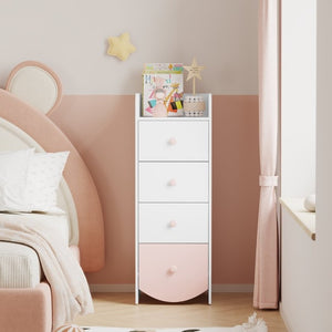 English Elm Kids Narrow White Chest Four Smooth Drawers MDF Build for Nursery or Small Bedroom W808P496570