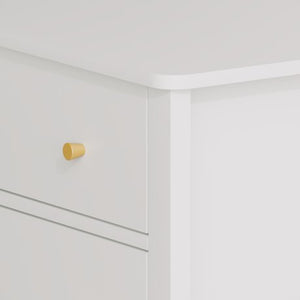 English Elm White Mdf Three Drawer Dresser with Gold Knobs Scalloped Detail for Nursery Bedroom W808P496571
