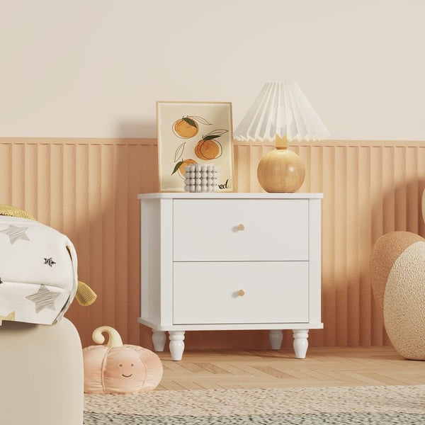 English Elm Modern 2 Drawer Mdf Nightstand with Round Knobs for Bedroom Kids or Guest Room W808P496572