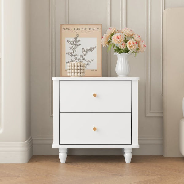 English Elm Modern 2 Drawer Mdf Nightstand with Round Knobs for Bedroom Kids or Guest Room W808P496572