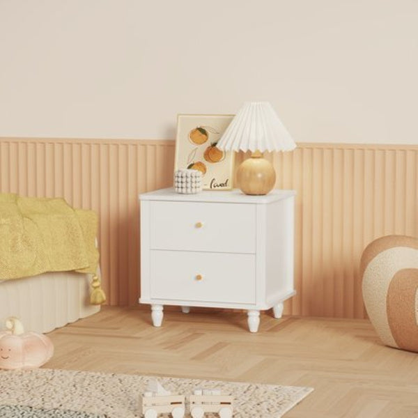 English Elm Modern 2 Drawer Mdf Nightstand with Round Knobs for Bedroom Kids or Guest Room W808P496572