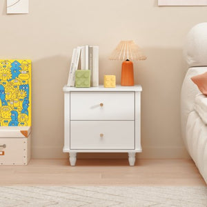 English Elm Modern 2 Drawer Mdf Nightstand with Round Knobs for Bedroom Kids or Guest Room W808P496572